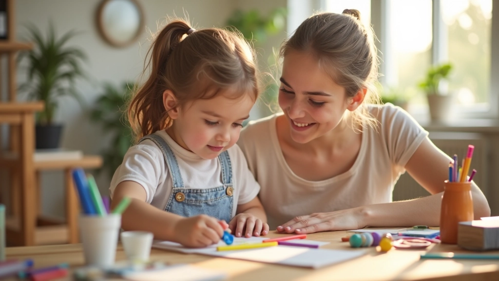 Parent and child selecting art supplies together at a creative learning center